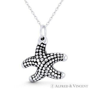 Starfish Ocean Sealife Charm Pendant in Oxidized .925 Sterling Silver